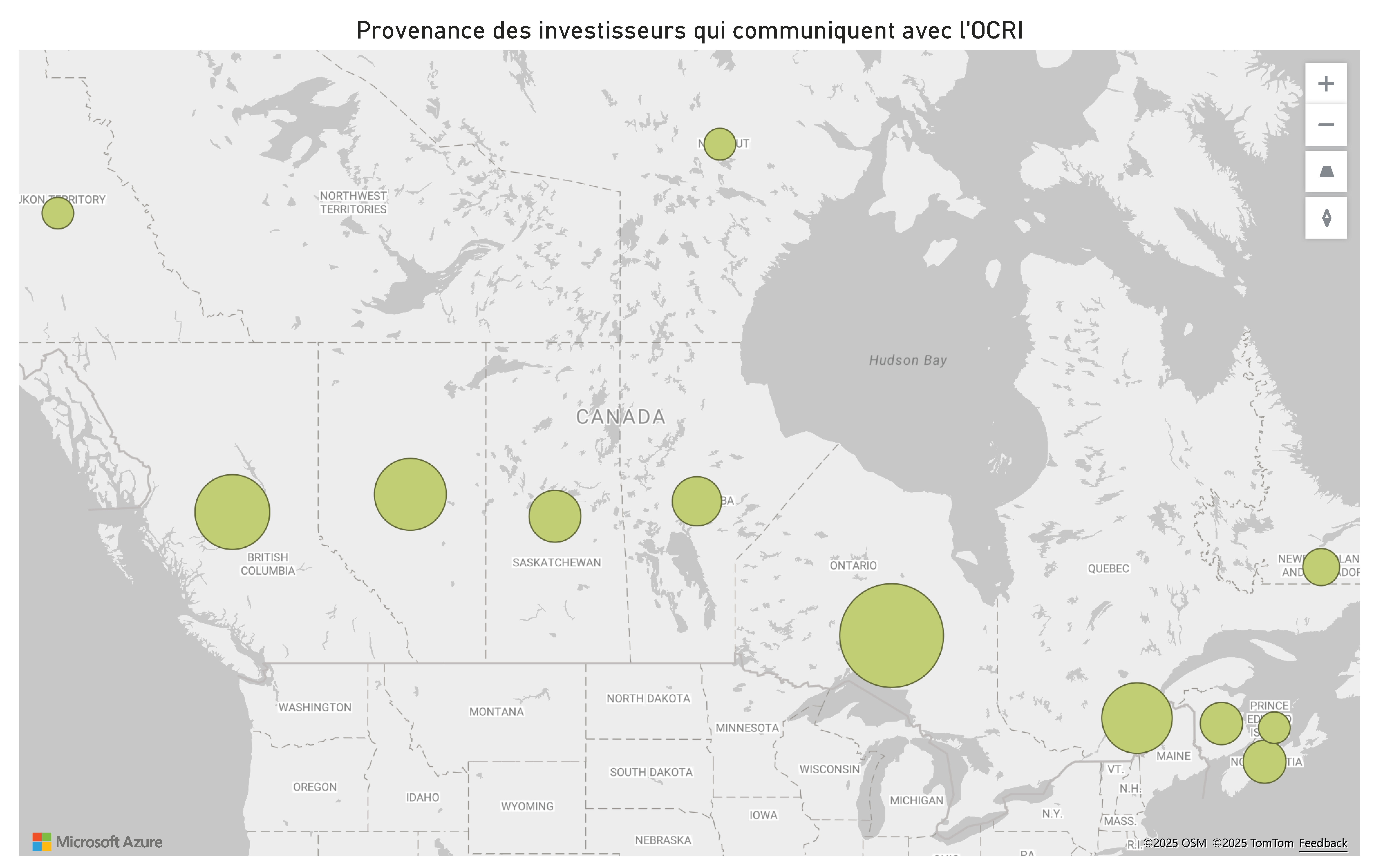 Provenance des investisseurs qui communiquent avec l’OCRI - Pour voir l’ensemble des données, veuillez vous reporter aux tableau ci‑après.